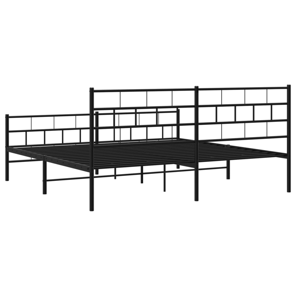 Bedframe met hoofd- en voeteneinde metaal zwart 193x203 cm is nu te koop bij PeponiXL, paradijselijk wonen!