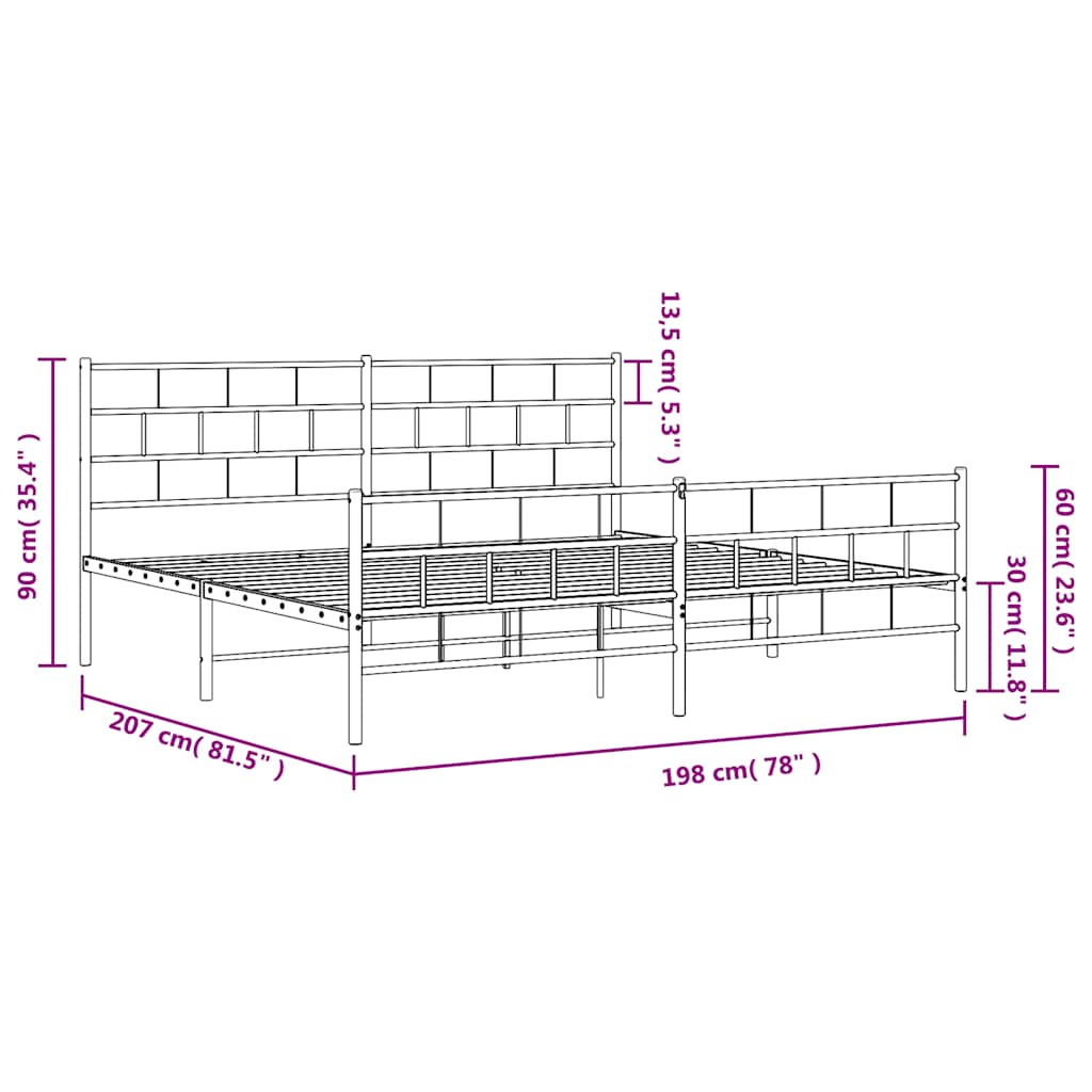 Bedframe met hoofd- en voeteneinde metaal zwart 193x203 cm is nu te koop bij PeponiXL, paradijselijk wonen!