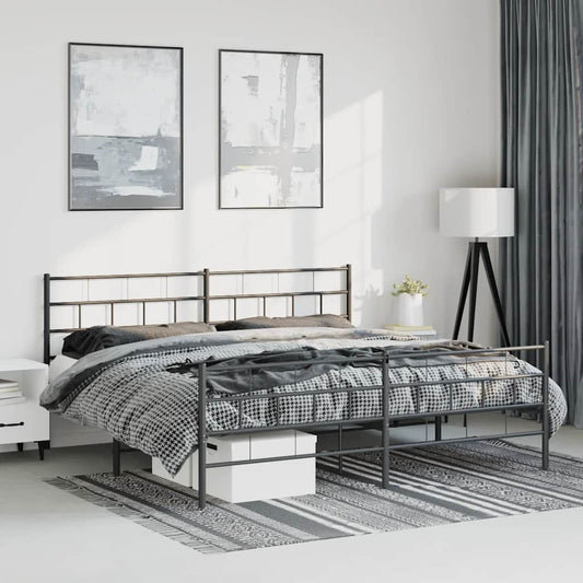 Bedframe met hoofd- en voeteneinde metaal zwart 193x203 cm is nu te koop bij PeponiXL, paradijselijk wonen!