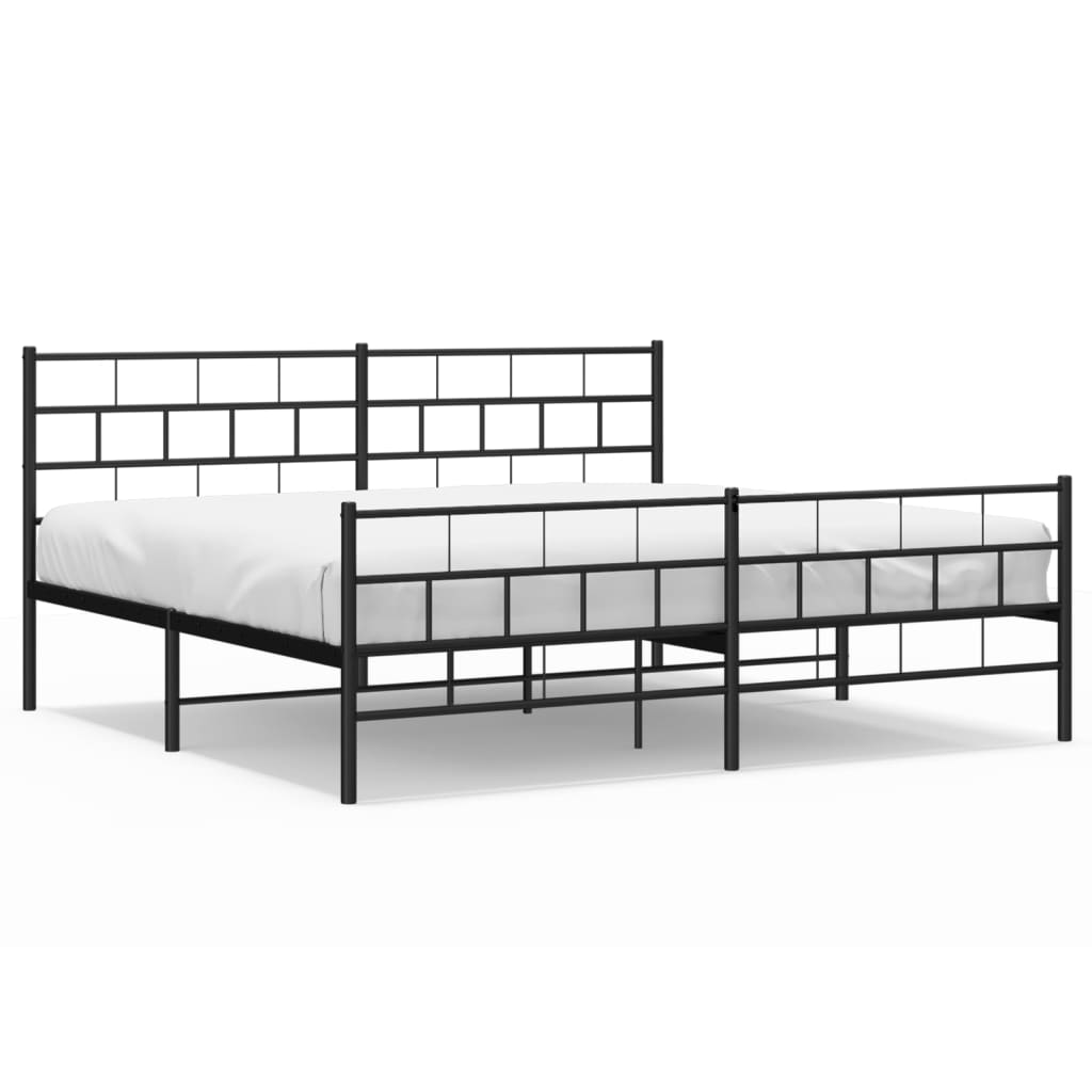 Bedframe met hoofd- en voeteneinde metaal zwart 200x200 cm is nu te koop bij PeponiXL, paradijselijk wonen!
