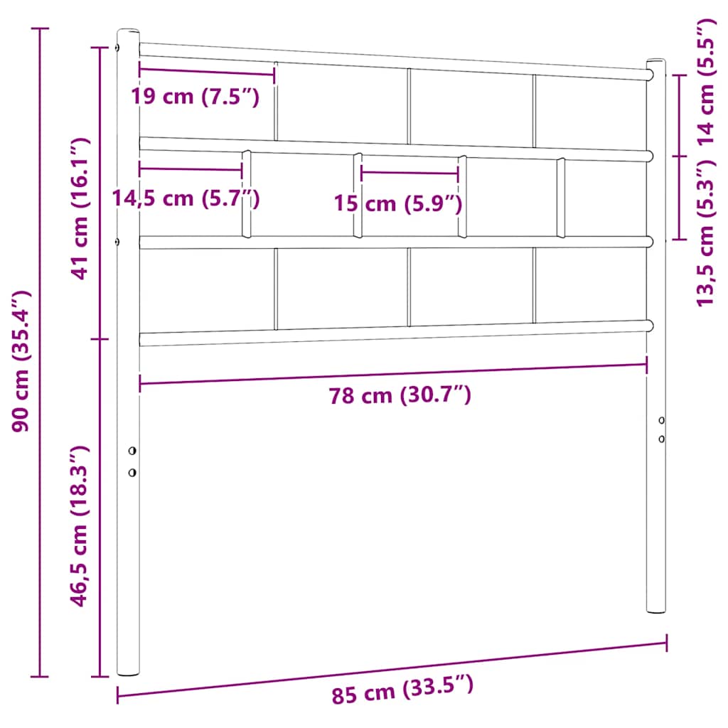 Vervangend hoofdbord 80 cm metaal zwart is nu te koop bij PeponiXL, paradijselijk wonen!