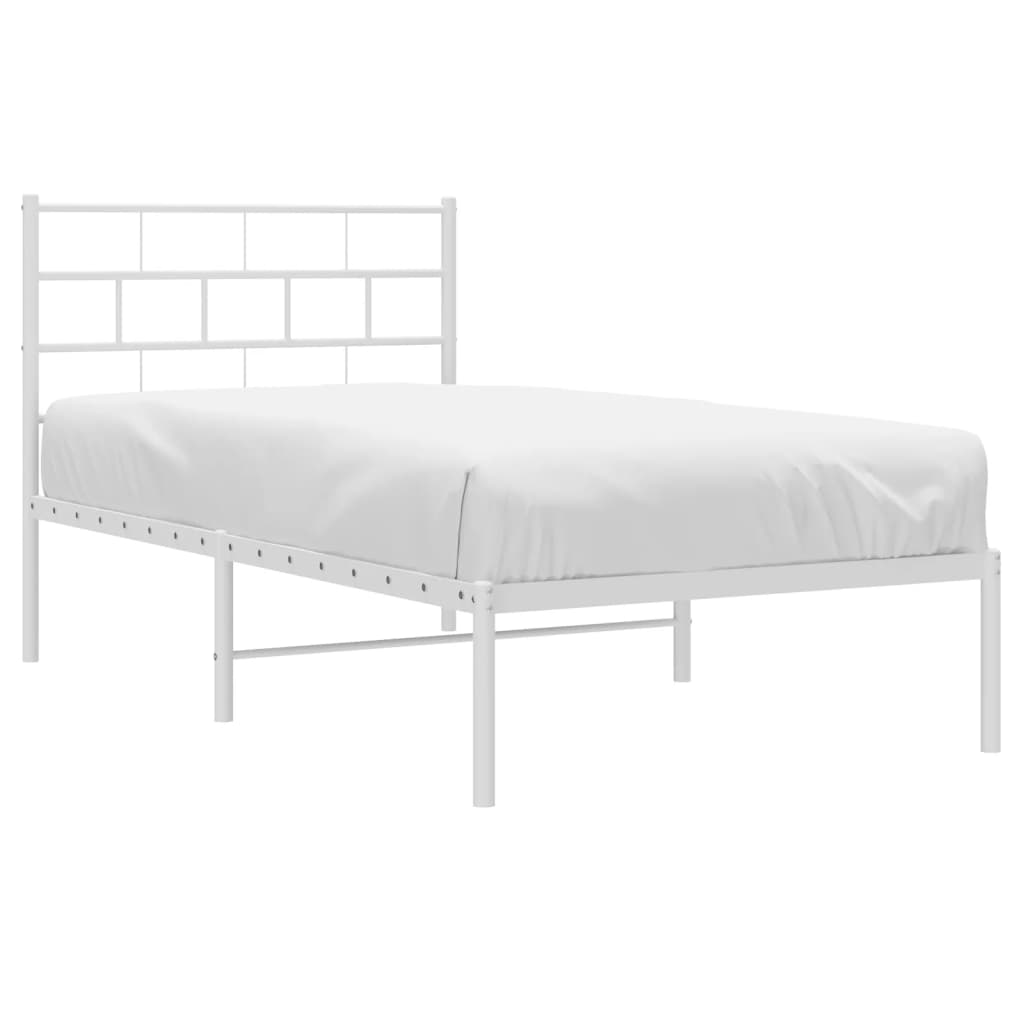 Bedframe met hoofdbord metaal wit 80x200 cm is nu te koop bij PeponiXL, paradijselijk wonen!
