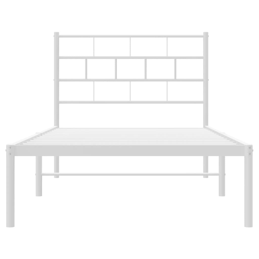 Bedframe met hoofdbord metaal wit 80x200 cm is nu te koop bij PeponiXL, paradijselijk wonen!