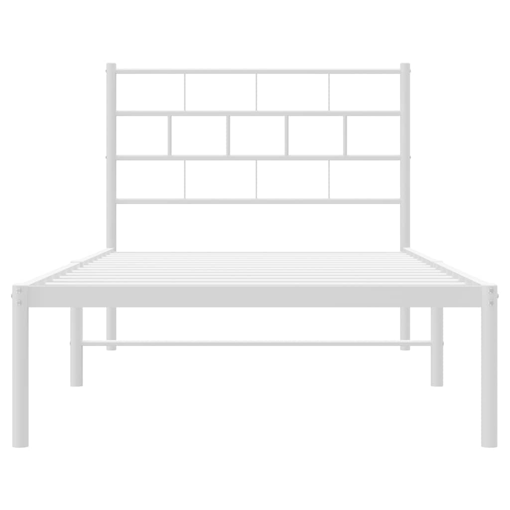 Bedframe met hoofdbord metaal wit 100x190 cm is nu te koop bij PeponiXL, paradijselijk wonen!