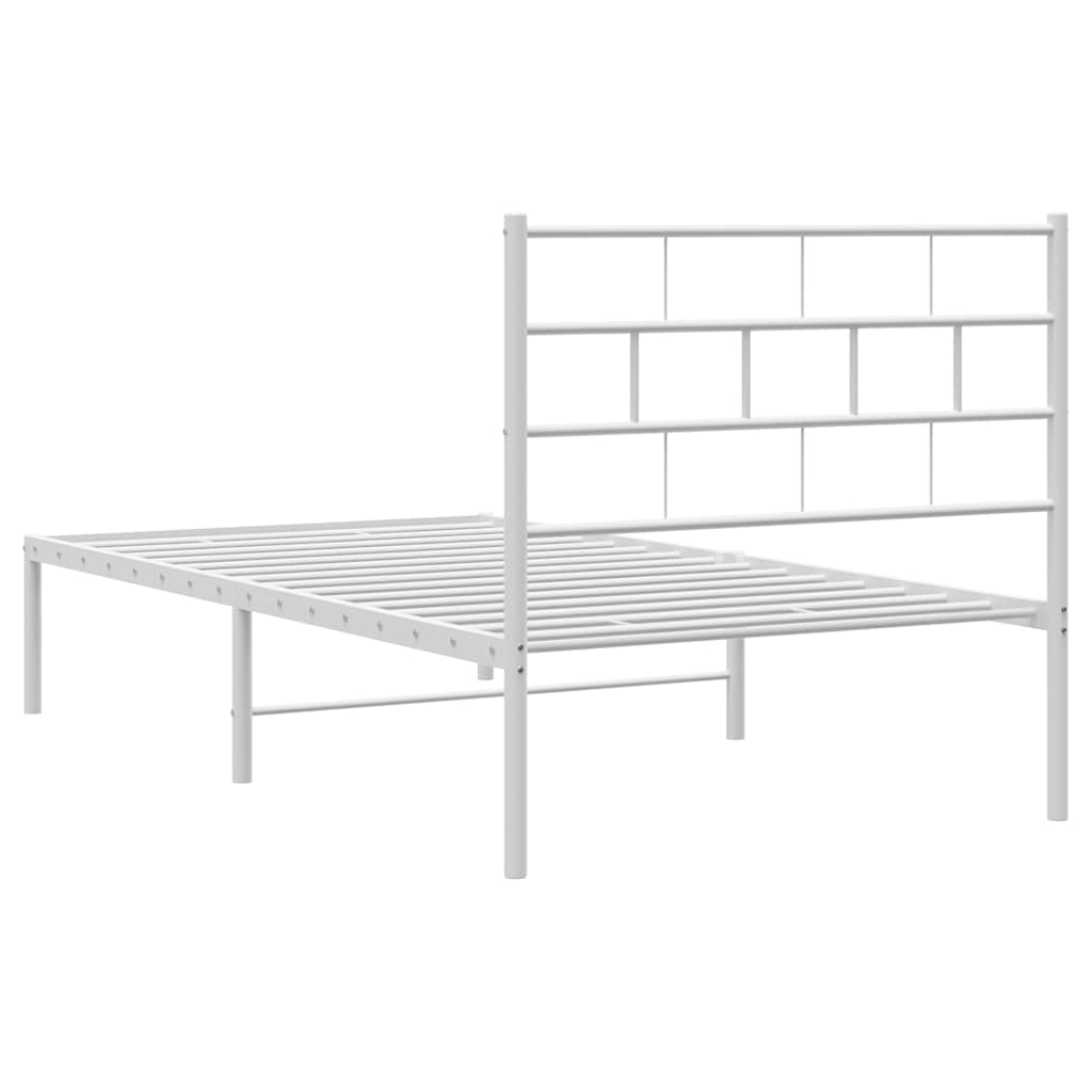 Bedframe met hoofdbord metaal wit 100x190 cm is nu te koop bij PeponiXL, paradijselijk wonen!
