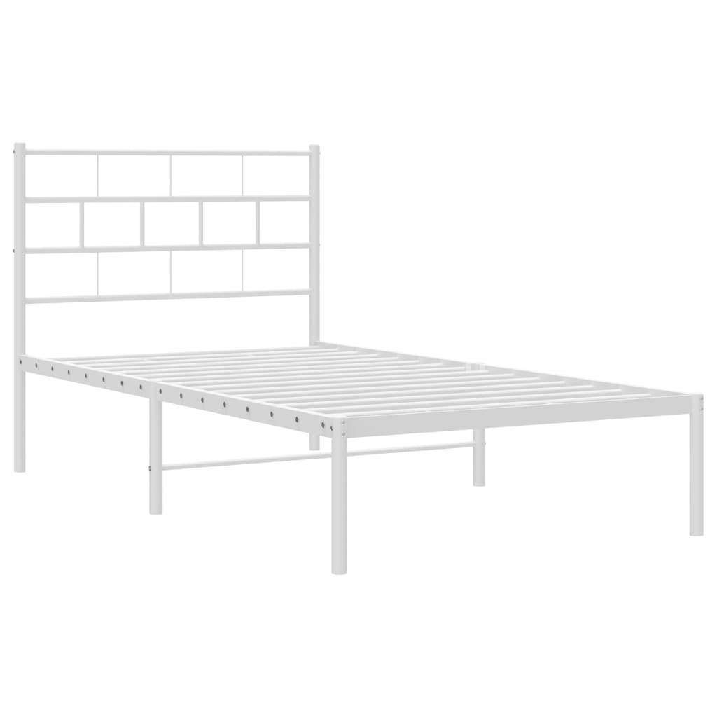 Bedframe met hoofdbord metaal wit 107x203 cm is nu te koop bij PeponiXL, paradijselijk wonen!