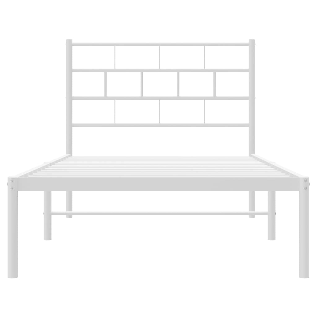 Bedframe met hoofdbord metaal wit 107x203 cm is nu te koop bij PeponiXL, paradijselijk wonen!