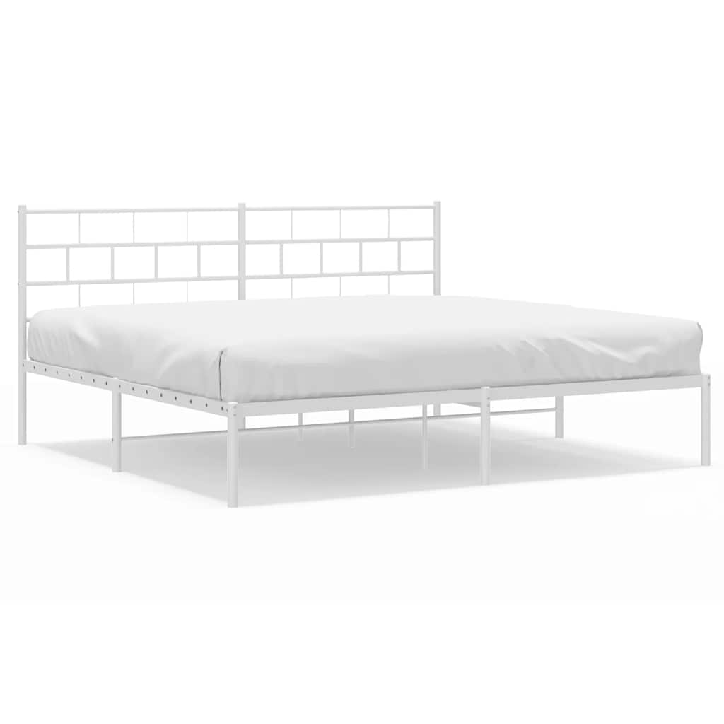 Bedframe met hoofdbord metaal wit 183x213 cm is nu te koop bij PeponiXL, paradijselijk wonen!