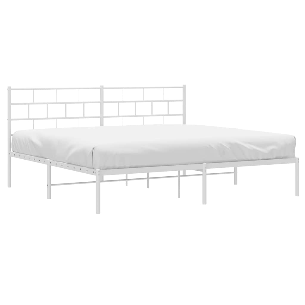 Bedframe met hoofdbord metaal wit 183x213 cm is nu te koop bij PeponiXL, paradijselijk wonen!