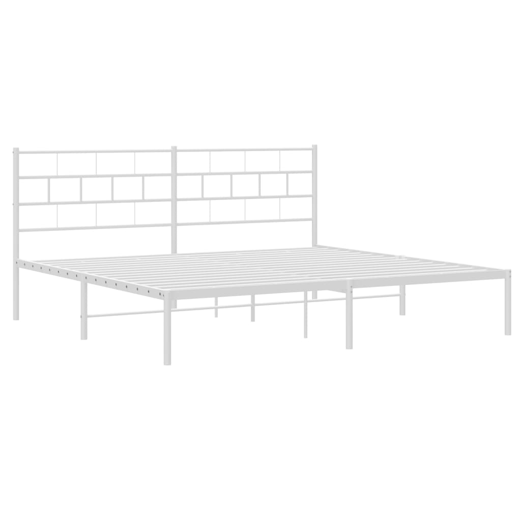 Bedframe met hoofdbord metaal wit 183x213 cm is nu te koop bij PeponiXL, paradijselijk wonen!