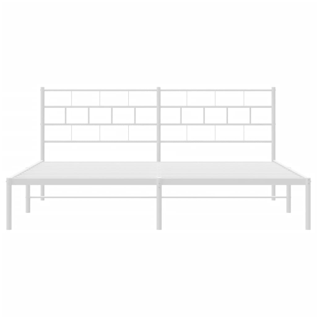 Bedframe met hoofdbord metaal wit 183x213 cm is nu te koop bij PeponiXL, paradijselijk wonen!