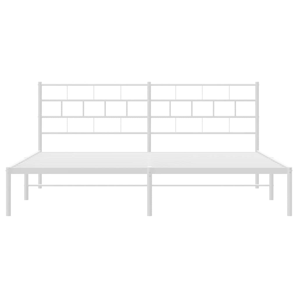 Bedframe met hoofdbord metaal wit 183x213 cm is nu te koop bij PeponiXL, paradijselijk wonen!