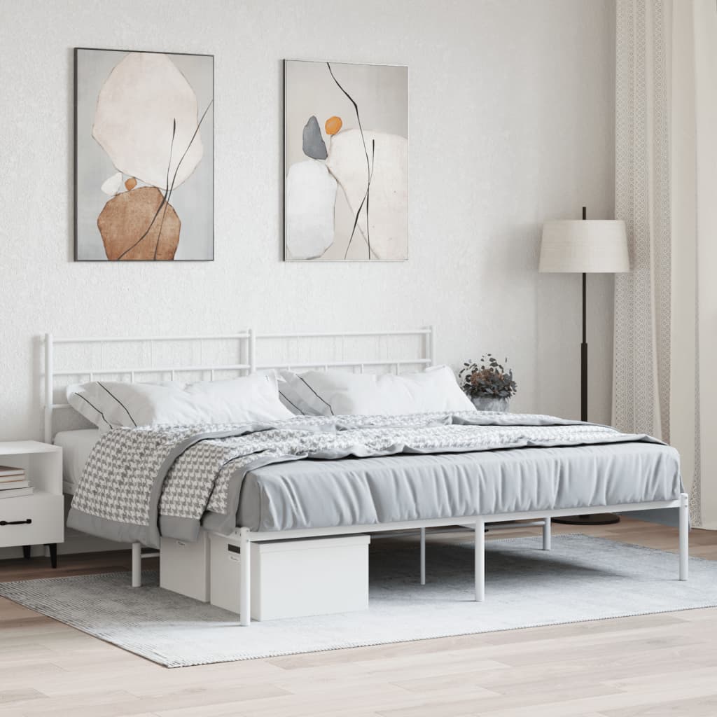 Bedframe met hoofdbord metaal wit 183x213 cm is nu te koop bij PeponiXL, paradijselijk wonen!