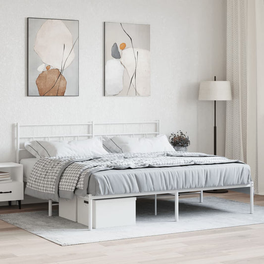 Bedframe met hoofdbord metaal wit 183x213 cm is nu te koop bij PeponiXL, paradijselijk wonen!