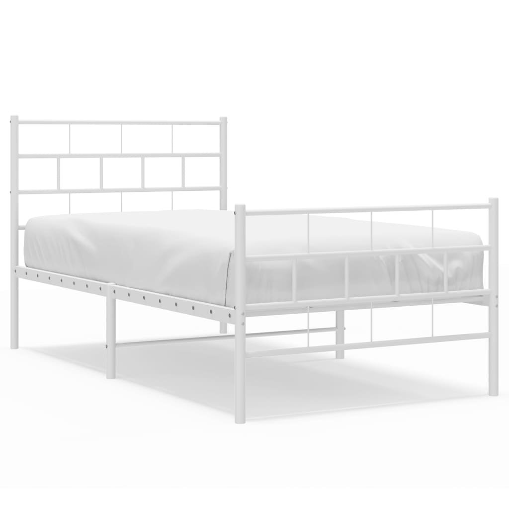 Bedframe met hoofd- en voeteneinde metaal wit 90x200 cm is nu te koop bij PeponiXL, paradijselijk wonen!