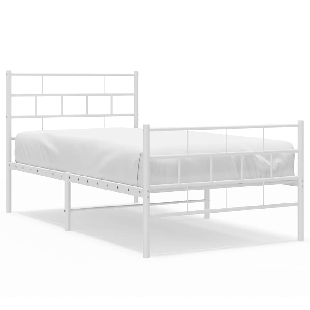 Bedframe met hoofd- en voeteneinde metaal wit 100x190 cm is nu te koop bij PeponiXL, paradijselijk wonen!