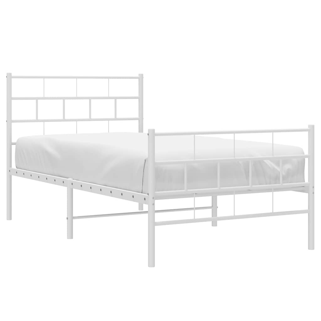 Bedframe met hoofd- en voeteneinde metaal wit 100x190 cm is nu te koop bij PeponiXL, paradijselijk wonen!