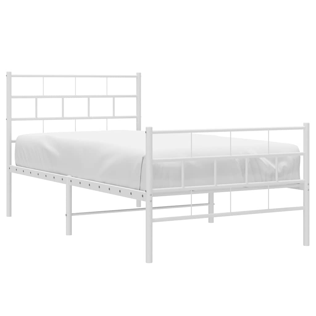 Bedframe met hoofd- en voeteneinde metaal wit 100x200 cm is nu te koop bij PeponiXL, paradijselijk wonen!