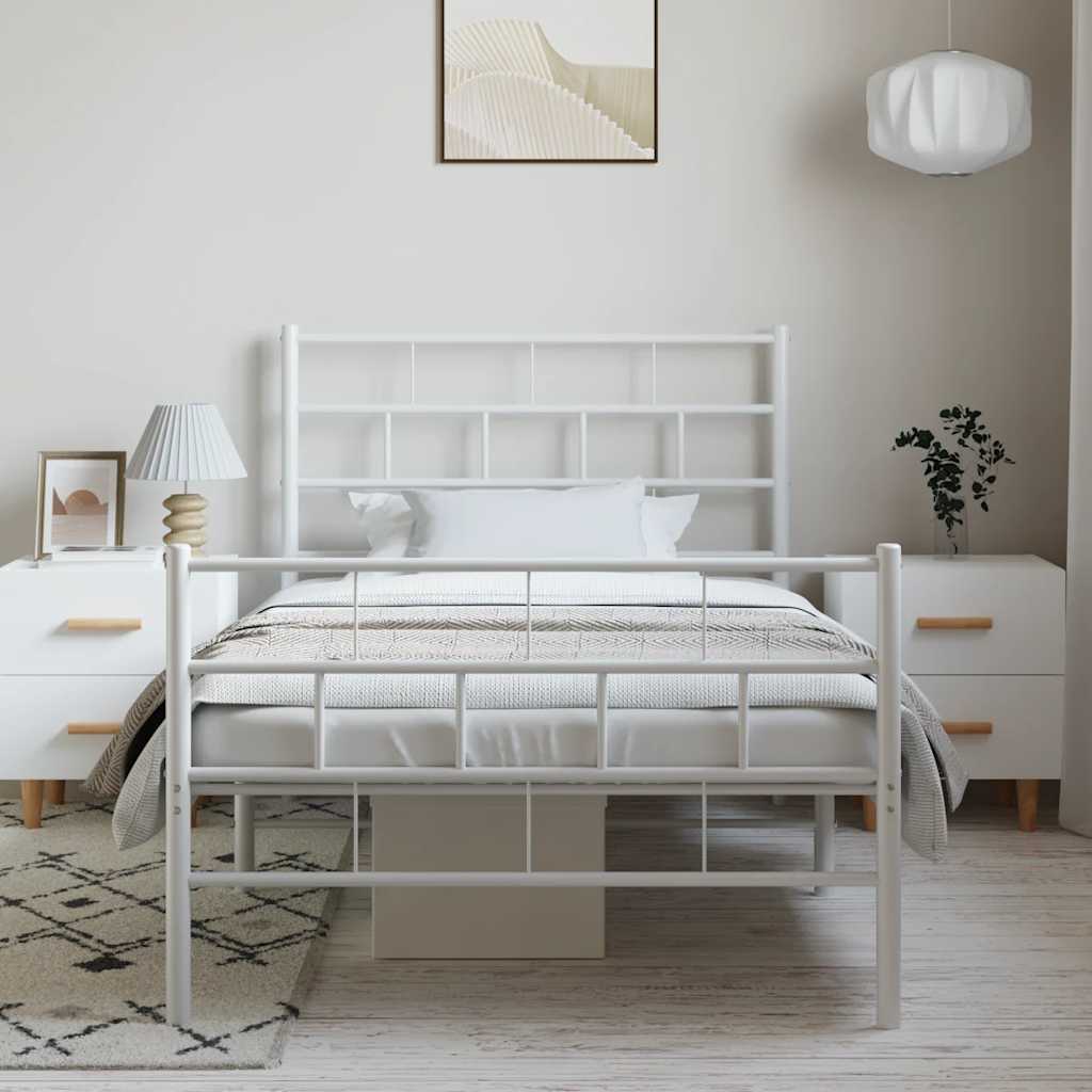 Bedframe met hoofd- en voeteneinde metaal wit 100x200 cm is nu te koop bij PeponiXL, paradijselijk wonen!