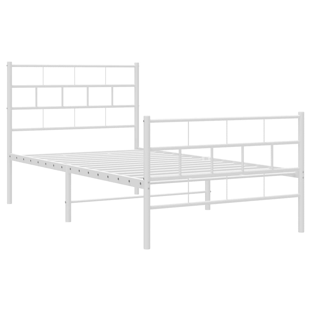 Bedframe met hoofd- en voeteneinde metaal wit 100x200 cm is nu te koop bij PeponiXL, paradijselijk wonen!