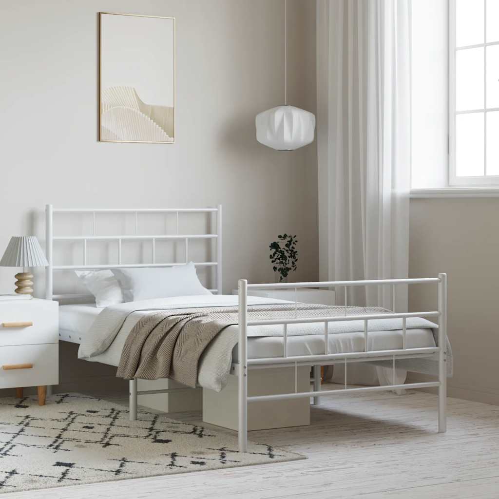 Bedframe met hoofd- en voeteneinde metaal wit 100x200 cm is nu te koop bij PeponiXL, paradijselijk wonen!