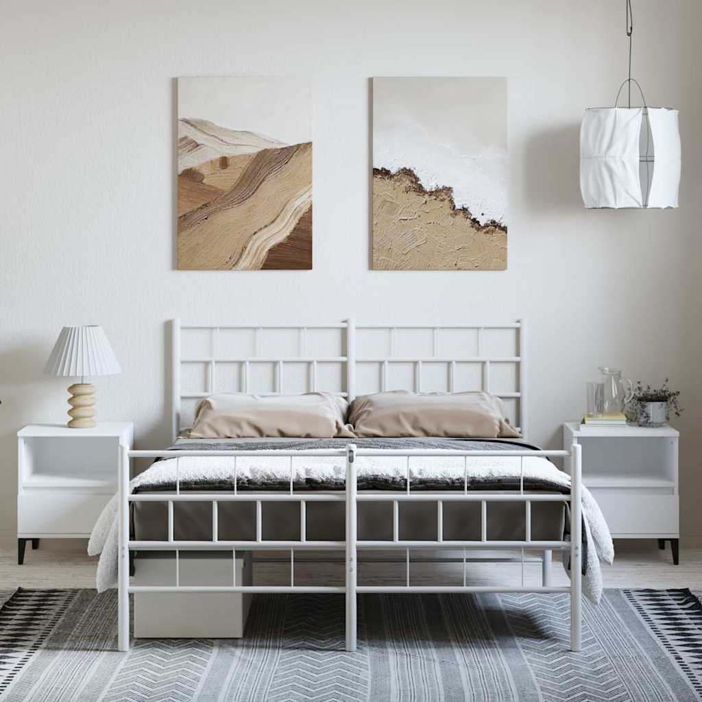 Bedframe met hoofd- en voeteneinde metaal wit 135x190 cm is nu te koop bij PeponiXL, paradijselijk wonen!