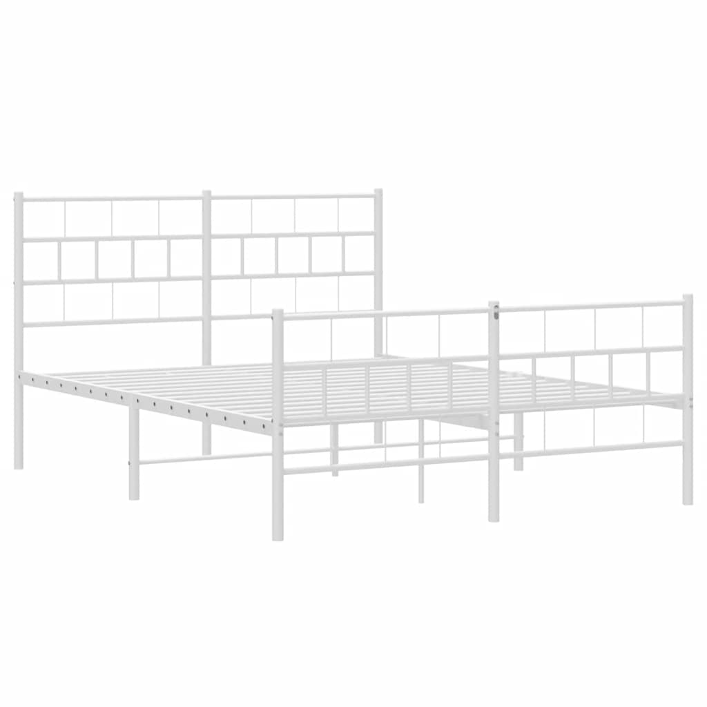 Bedframe met hoofd- en voeteneinde metaal wit 135x190 cm is nu te koop bij PeponiXL, paradijselijk wonen!