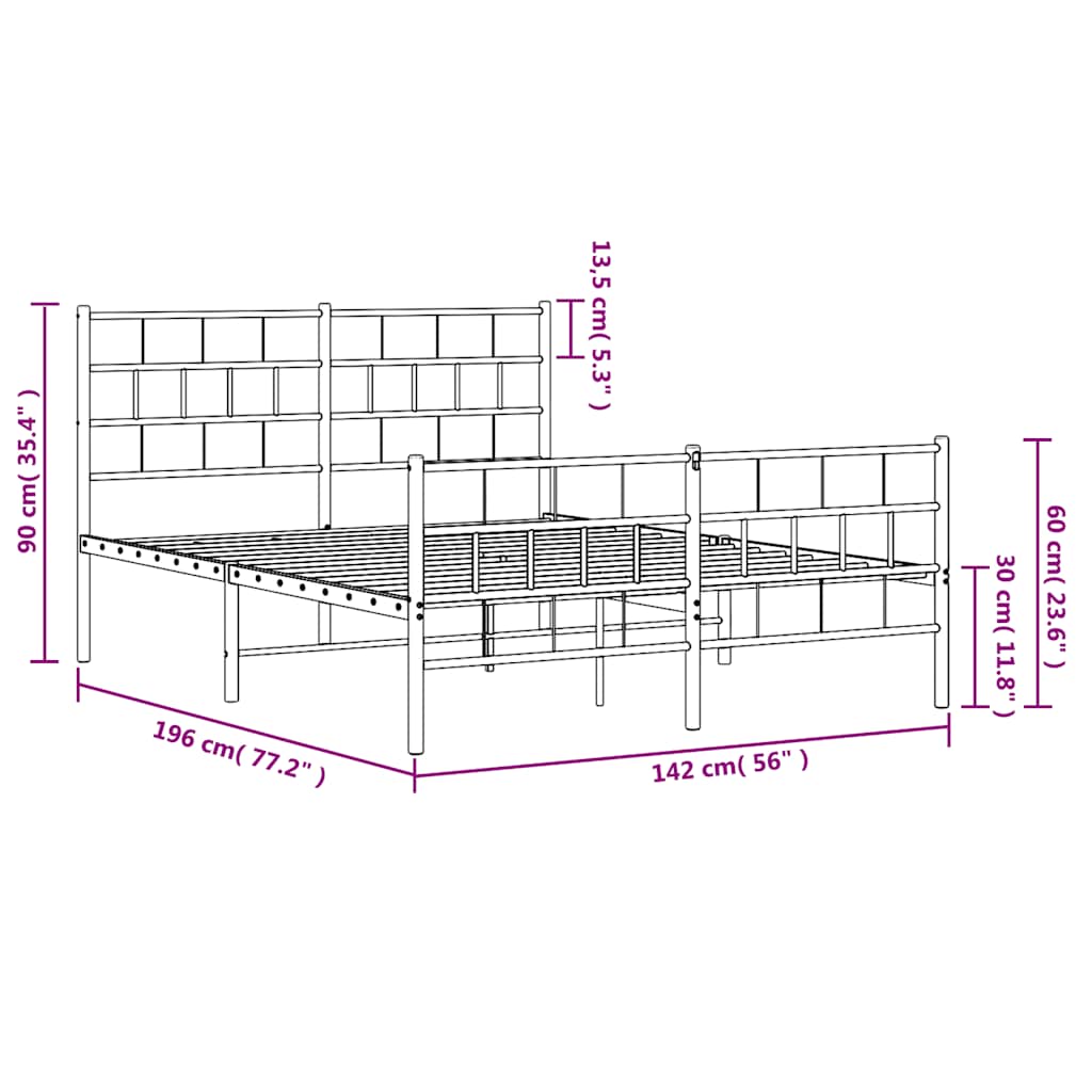 Bedframe met hoofd- en voeteneinde metaal wit 135x190 cm is nu te koop bij PeponiXL, paradijselijk wonen!