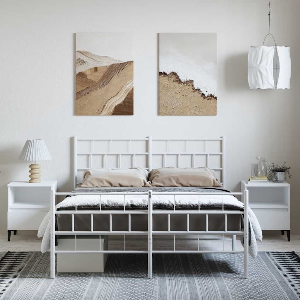 Bedframe met hoofd- en voeteneinde metaal wit 150x200 cm is nu te koop bij PeponiXL, paradijselijk wonen!