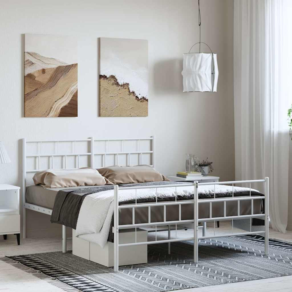 Bedframe met hoofd- en voeteneinde metaal wit 150x200 cm is nu te koop bij PeponiXL, paradijselijk wonen!