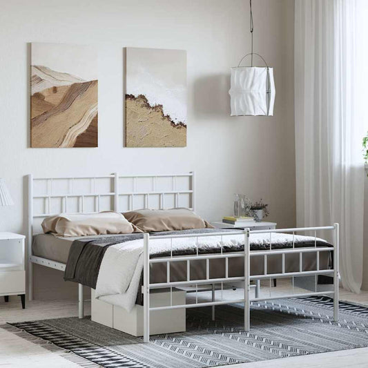 Bedframe met hoofd- en voeteneinde metaal wit 150x200 cm is nu te koop bij PeponiXL, paradijselijk wonen!