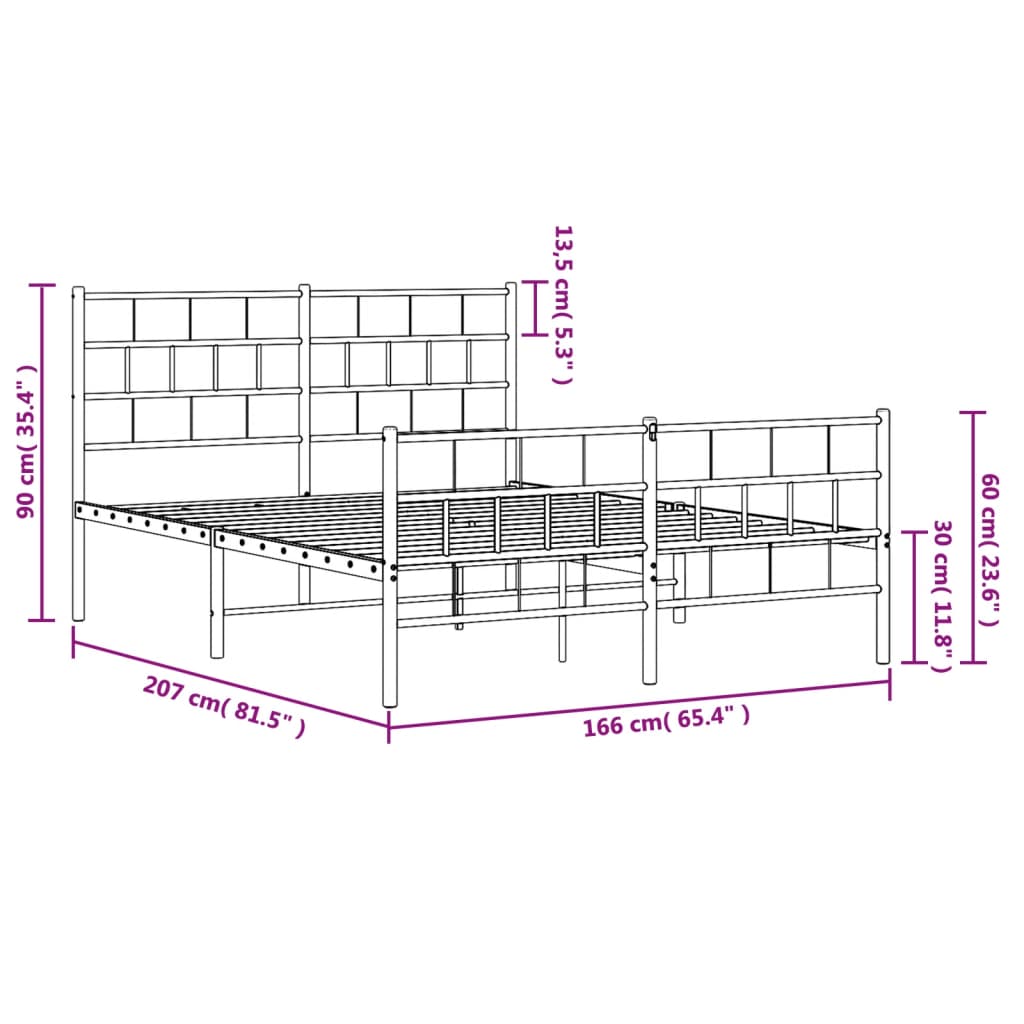 Bedframe met hoofd- en voeteneinde metaal wit 160x200 cm is nu te koop bij PeponiXL, paradijselijk wonen!