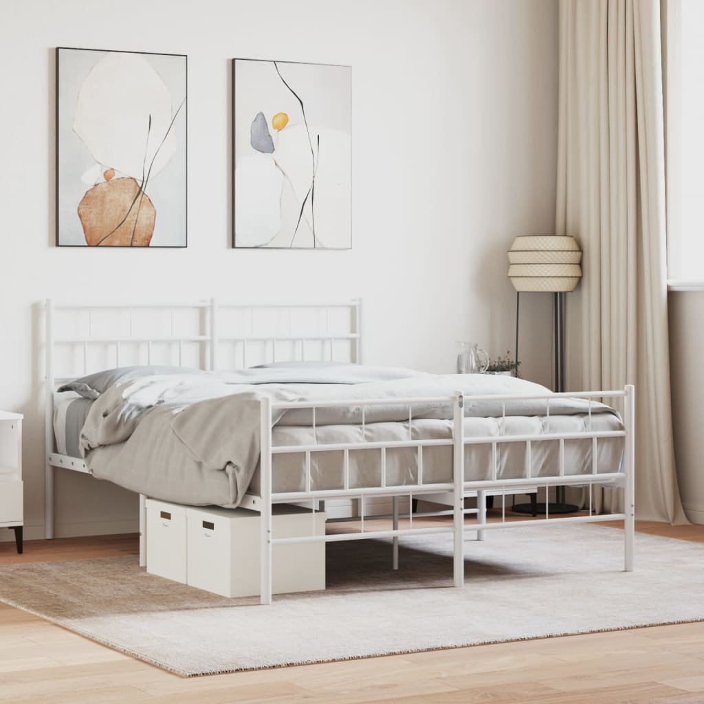 Bedframe met hoofd- en voeteneinde metaal wit 160x200 cm is nu te koop bij PeponiXL, paradijselijk wonen!