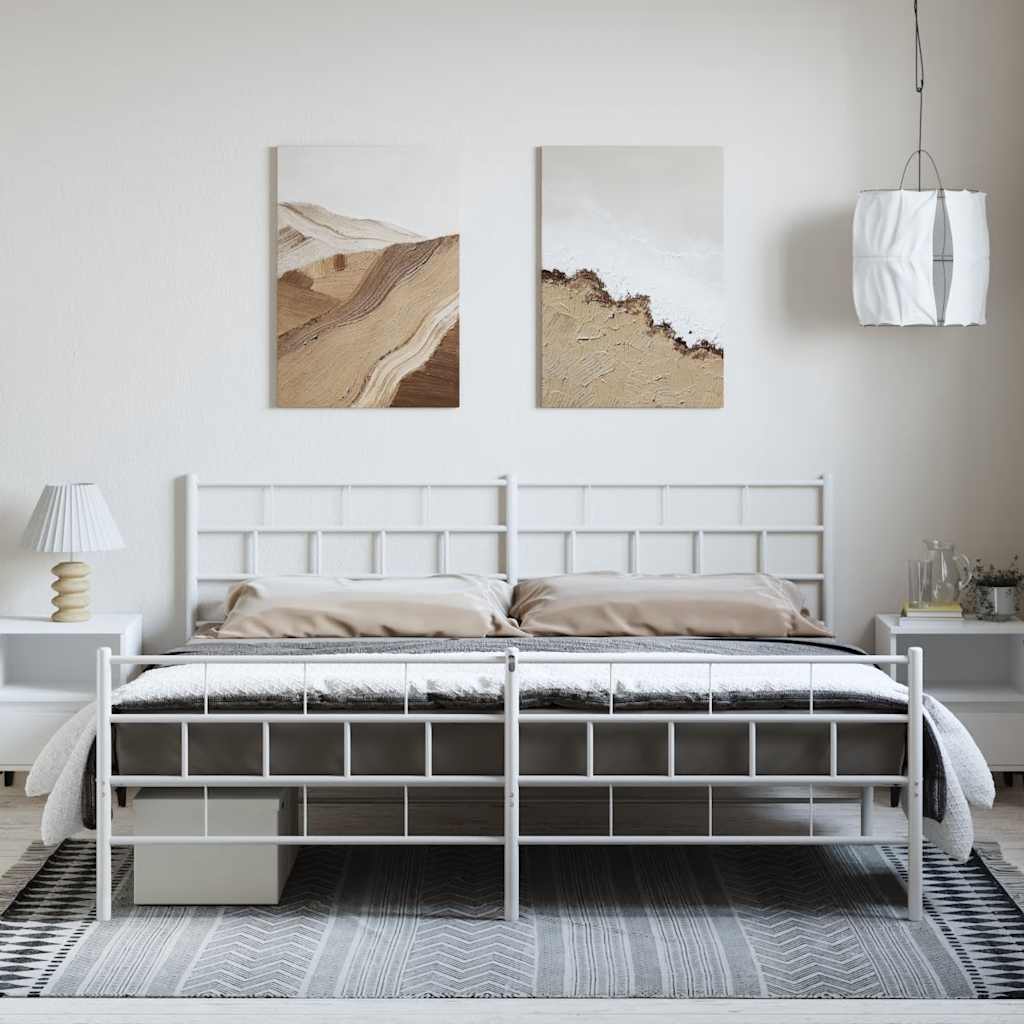 Bedframe met hoofd- en voeteneinde metaal wit 183x213 cm is nu te koop bij PeponiXL, paradijselijk wonen!