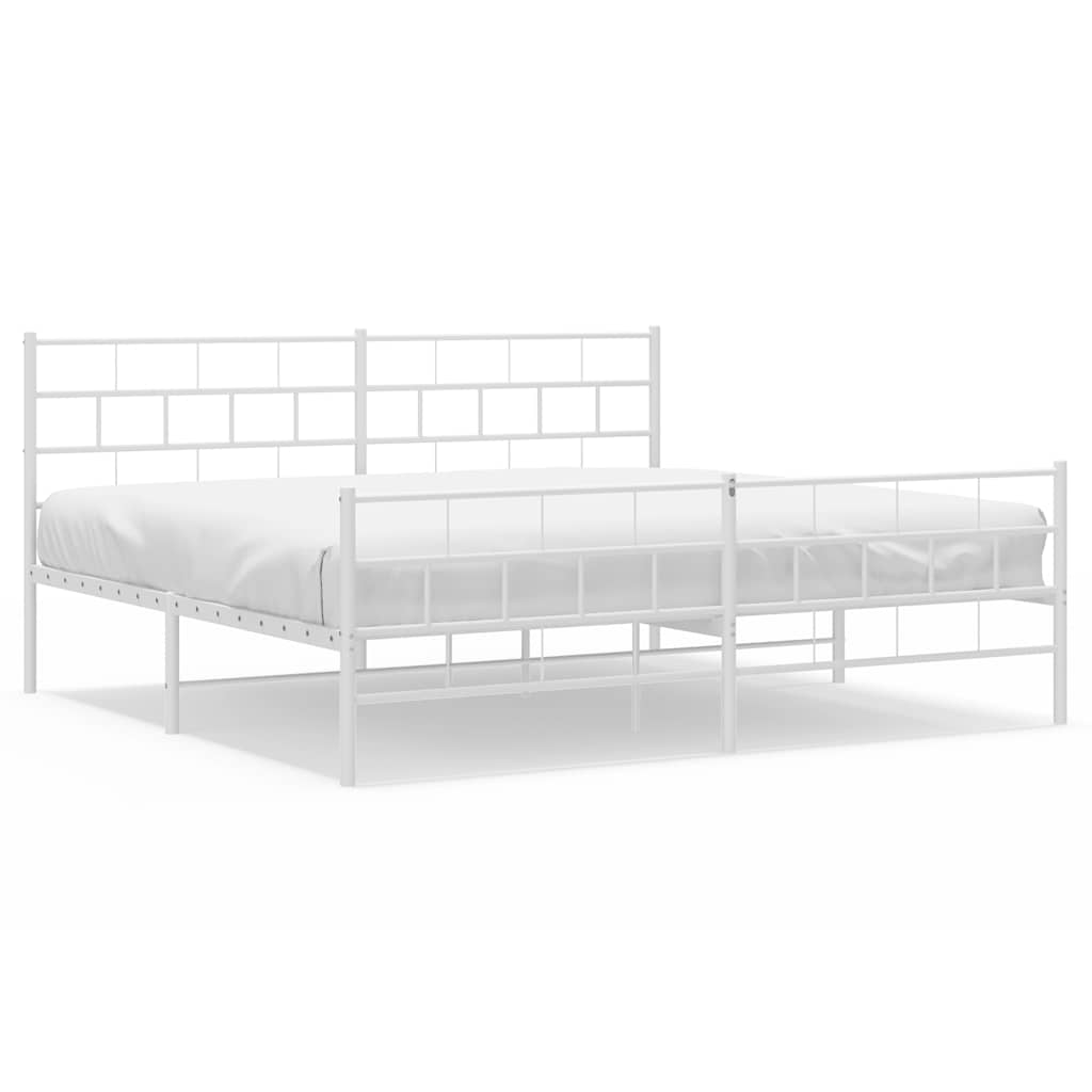 Bedframe met hoofd- en voeteneinde metaal wit 193x203 cm is nu te koop bij PeponiXL, paradijselijk wonen!