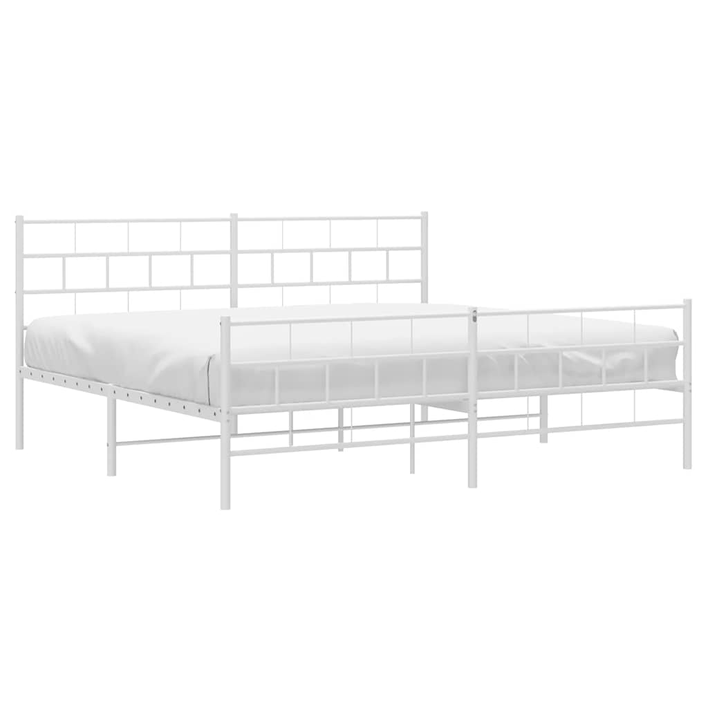 Bedframe met hoofd- en voeteneinde metaal wit 193x203 cm is nu te koop bij PeponiXL, paradijselijk wonen!