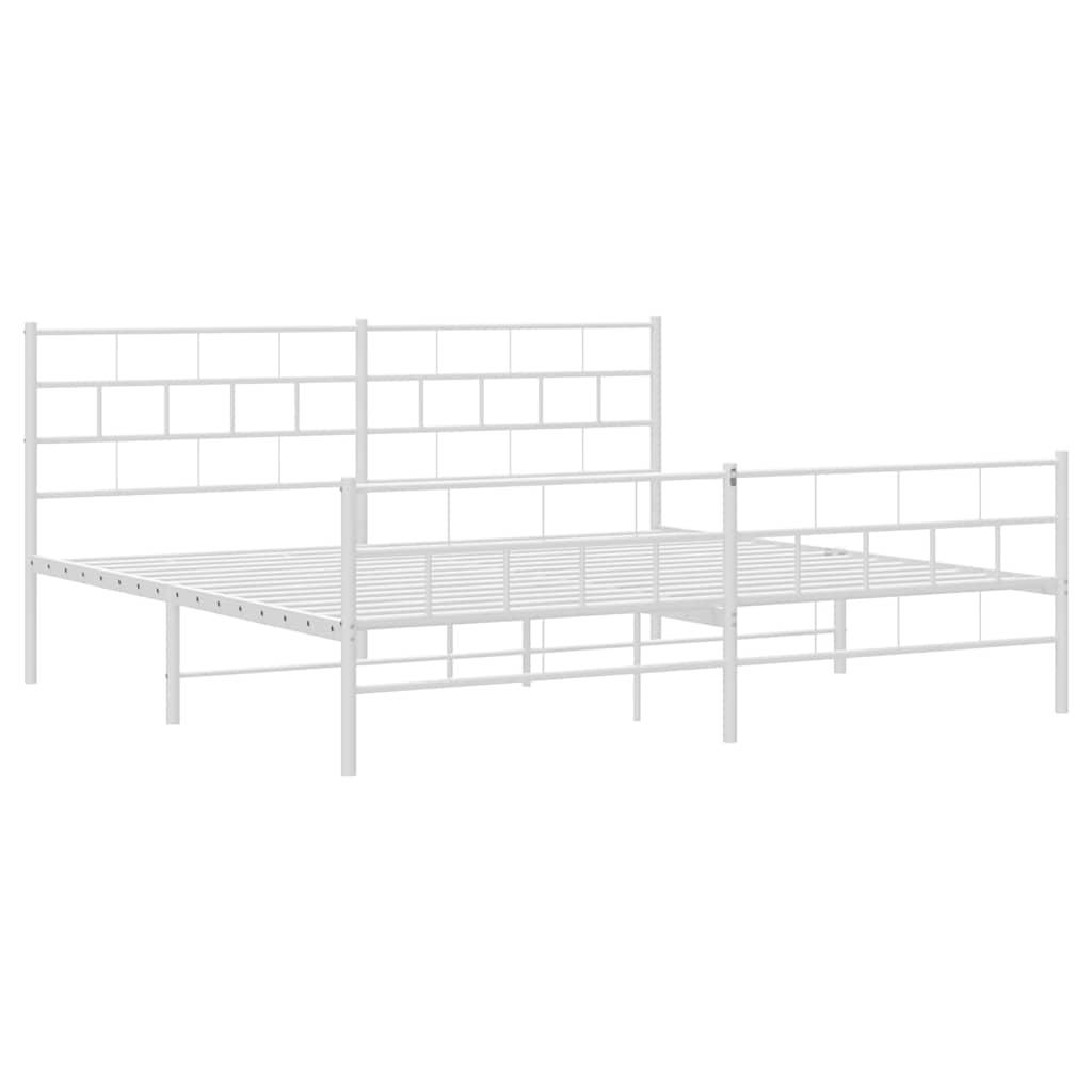 Bedframe met hoofd- en voeteneinde metaal wit 193x203 cm is nu te koop bij PeponiXL, paradijselijk wonen!