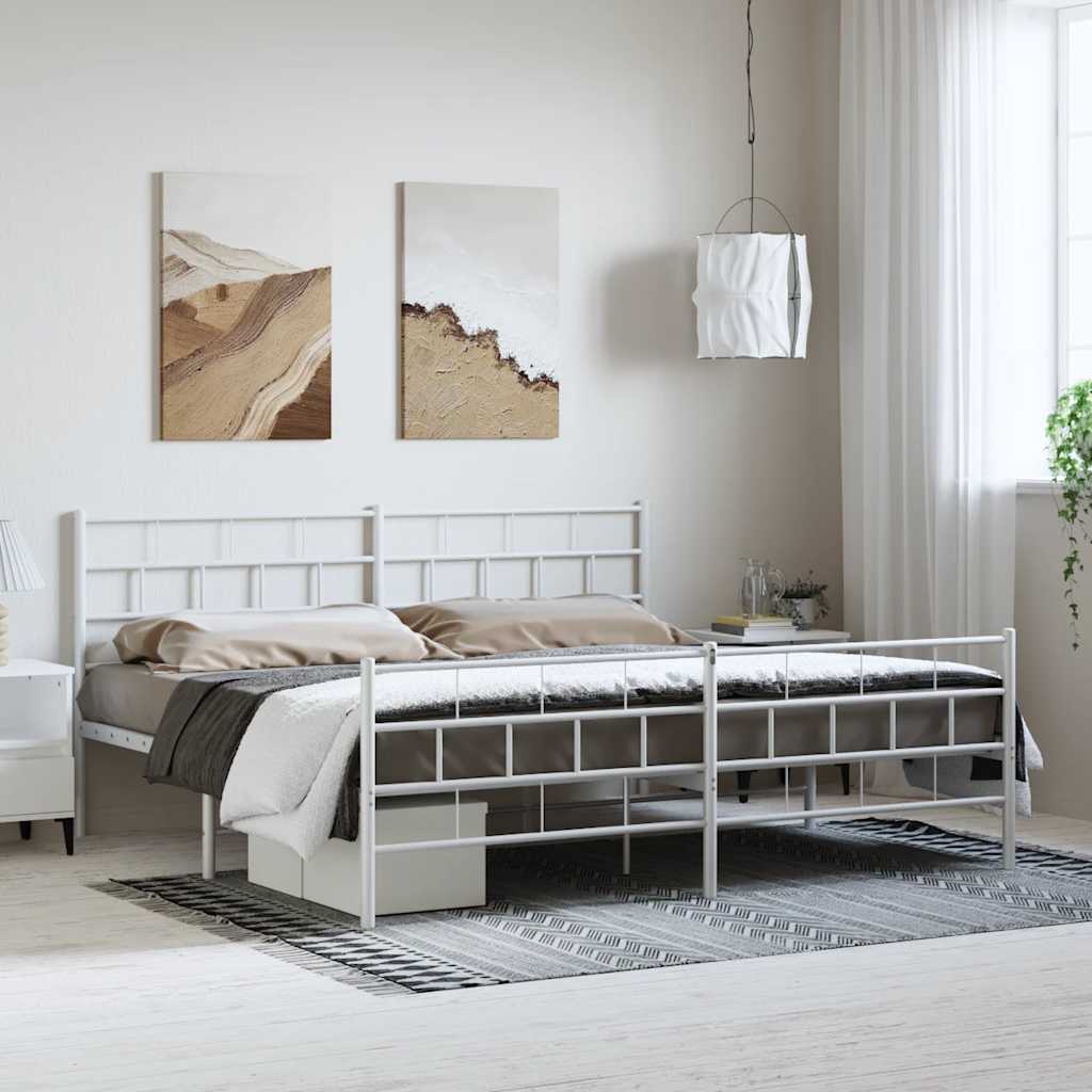 Bedframe met hoofd- en voeteneinde metaal wit 193x203 cm is nu te koop bij PeponiXL, paradijselijk wonen!