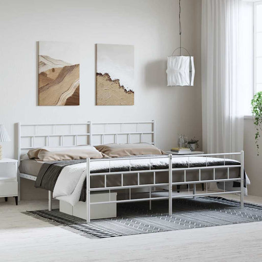 Bedframe met hoofd- en voeteneinde metaal wit 193x203 cm is nu te koop bij PeponiXL, paradijselijk wonen!