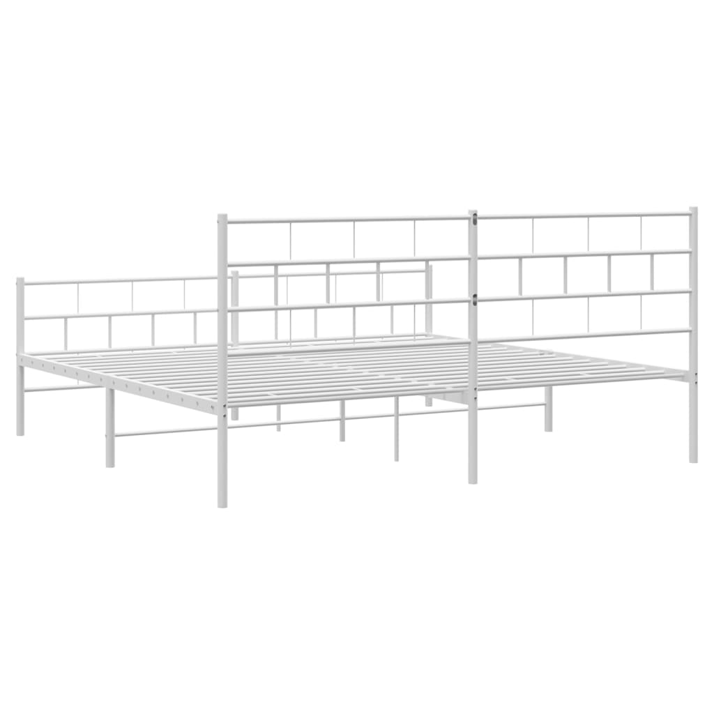 Bedframe met hoofd- en voeteneinde metaal wit 200x200 cm is nu te koop bij PeponiXL, paradijselijk wonen!