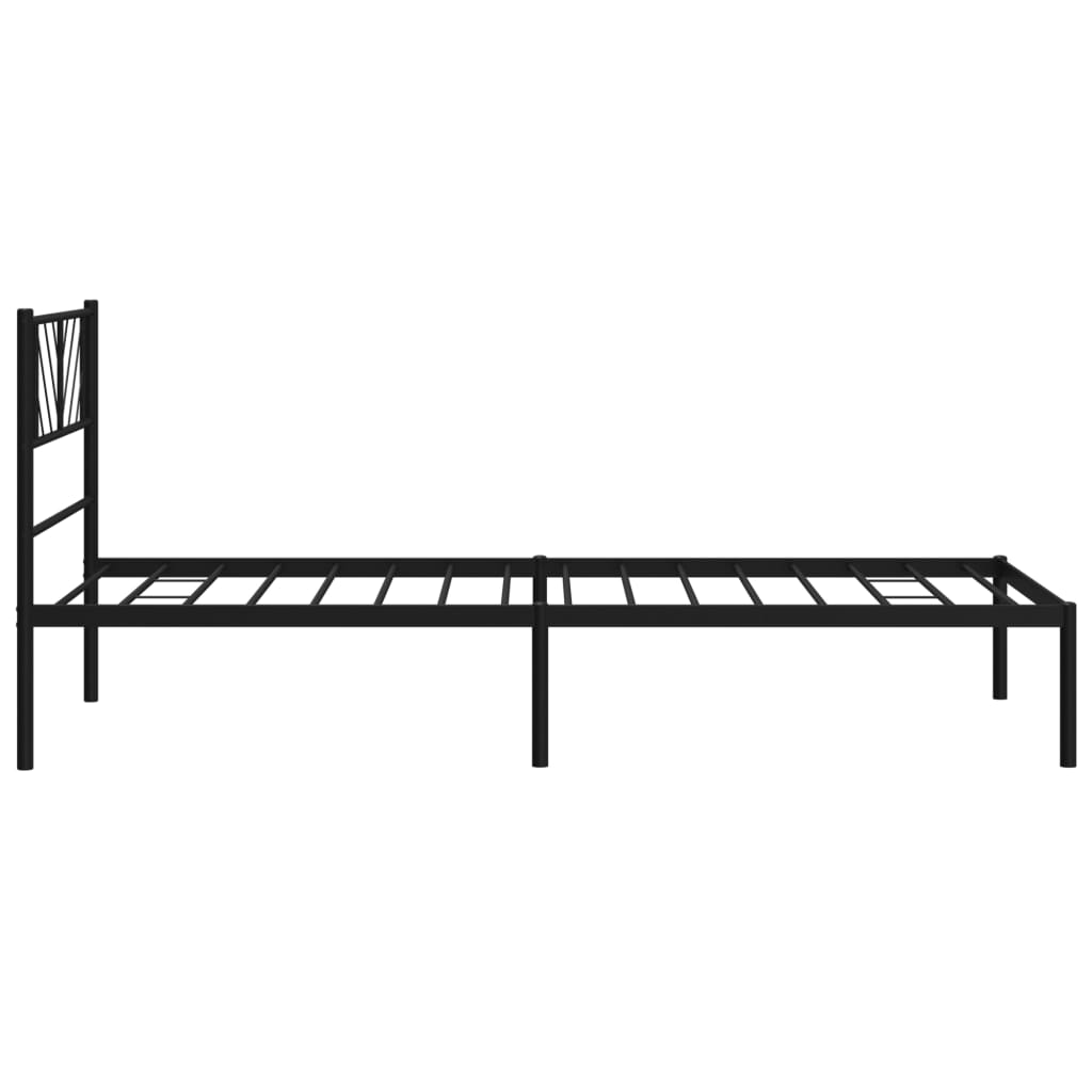 Bedframe met hoofdbord metaal zwart 75x190 cm is nu te koop bij PeponiXL, paradijselijk wonen!