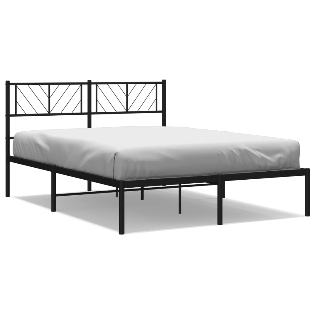 Bedframe met hoofdbord metaal zwart 140x200 cm is nu te koop bij PeponiXL, paradijselijk wonen!