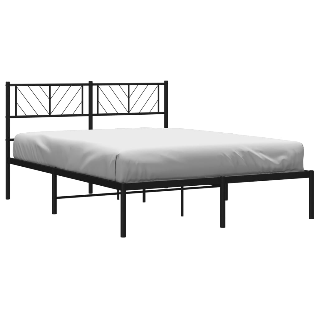Bedframe met hoofdbord metaal zwart 140x200 cm is nu te koop bij PeponiXL, paradijselijk wonen!