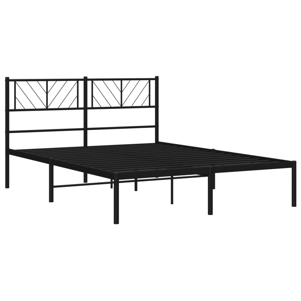 Bedframe met hoofdbord metaal zwart 140x200 cm is nu te koop bij PeponiXL, paradijselijk wonen!