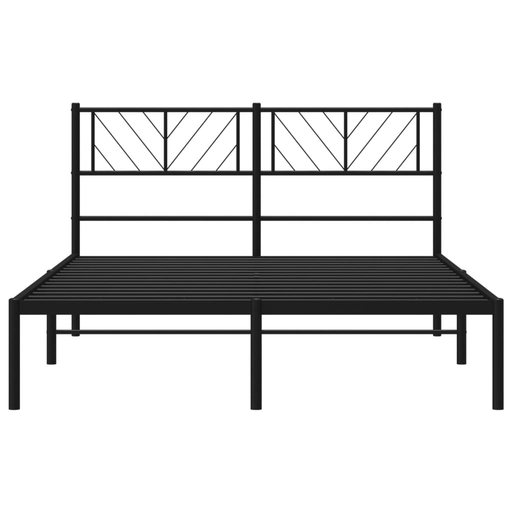 Bedframe met hoofdbord metaal zwart 140x200 cm is nu te koop bij PeponiXL, paradijselijk wonen!