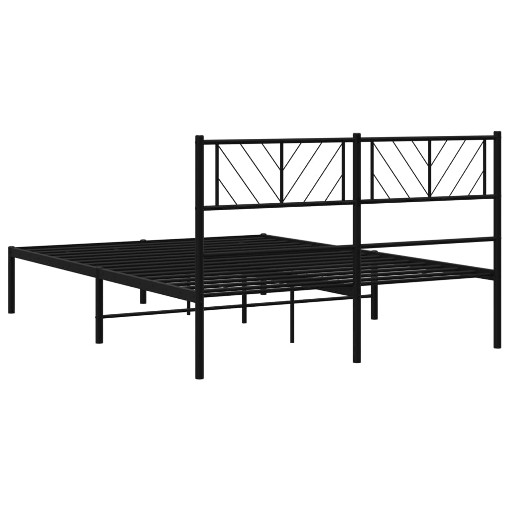 Bedframe met hoofdbord metaal zwart 140x200 cm is nu te koop bij PeponiXL, paradijselijk wonen!