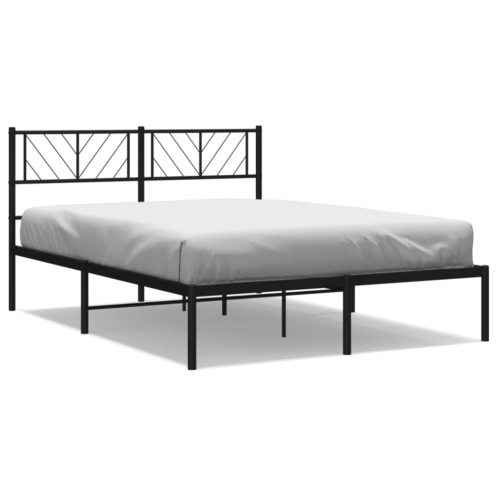 Bedframe met hoofdbord metaal zwart 160x200 cm is nu te koop bij PeponiXL, paradijselijk wonen!