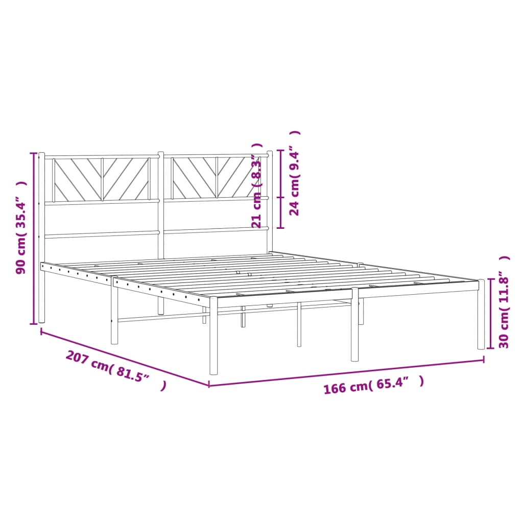 Bedframe met hoofdbord metaal zwart 160x200 cm is nu te koop bij PeponiXL, paradijselijk wonen!