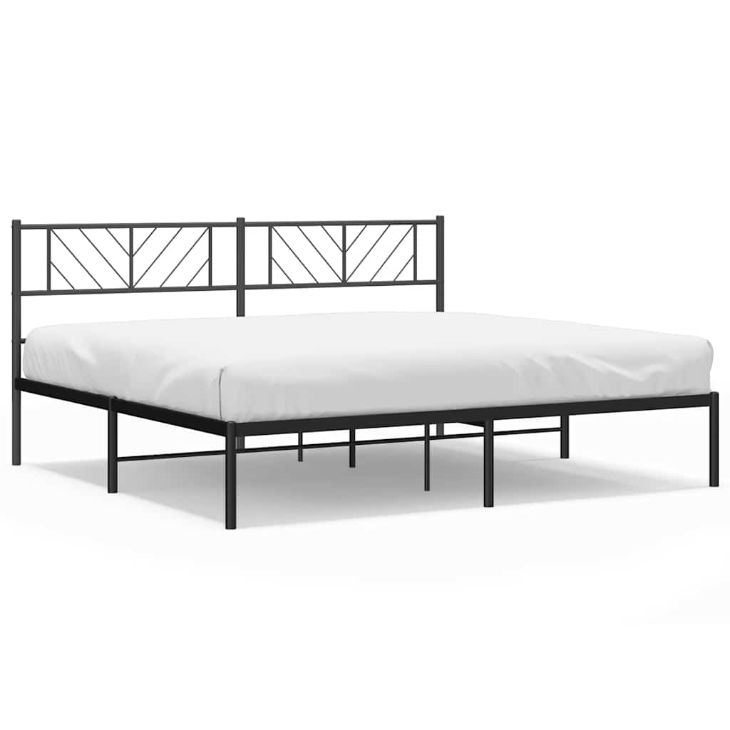 Bedframe met hoofdbord metaal zwart 183x213 cm is nu te koop bij PeponiXL, paradijselijk wonen!