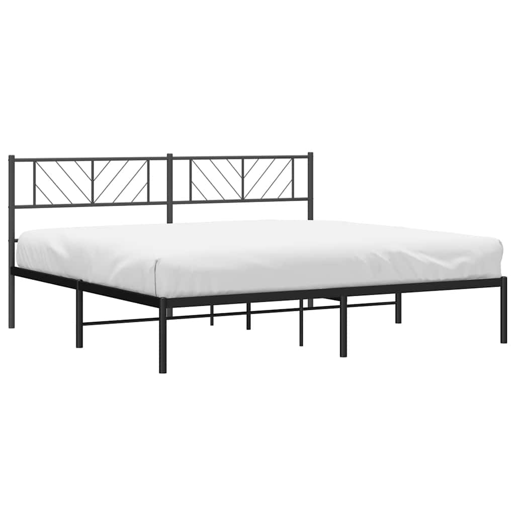 Bedframe met hoofdbord metaal zwart 193x203 cm is nu te koop bij PeponiXL, paradijselijk wonen!
